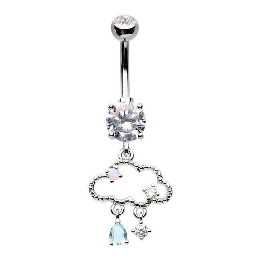 Only Happy When It Rains Cubic Zirconia Belly Button Ring Navel Ring Impulse Piercings