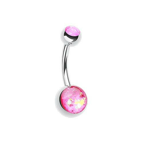 Opal Glitter Shower Basic Belly Button Ring Navel Ring Impulse Piercings Pink