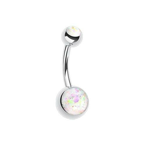 Opal Glitter Shower Basic Belly Button Ring Navel Ring Impulse Piercings White