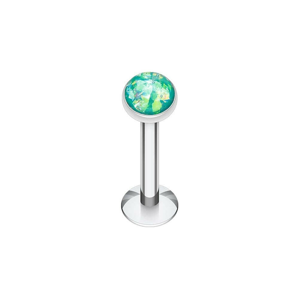 Opal Glitter Shower Dome Steel Labret Labret Impulse Piercings 5/16" (8mm) Teal