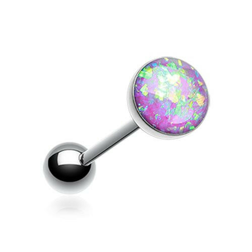 Opal Sparkle Barbell Tongue Ring Barbell Impulse Piercings Purple