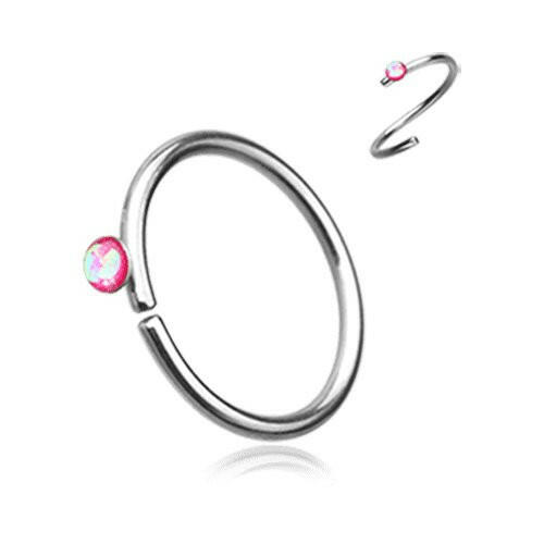 Opal Sparkle Bendable Steel Nose Hoop Nose Ring Impulse Piercings 20 GA (0.8mm) 5/16" (8mm) Pink