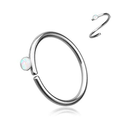 Opal Sparkle Bendable Steel Nose Hoop Nose Ring Impulse Piercings 20 GA (0.8mm) 5/16" (8mm) White