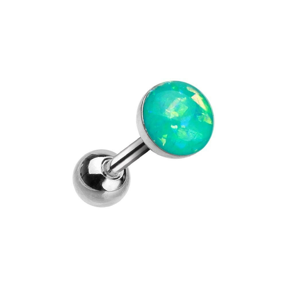 Opal Sparkle Cartilage Tragus Earring Cartilage Earring Impulse Piercings 1/8" (3mm) Teal