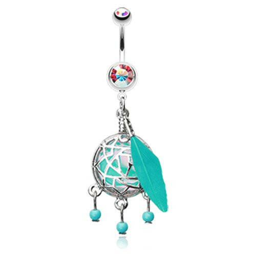 Opal Sparkle Dreamcatcher Belly Button Ring Navel Ring Impulse Piercings