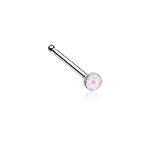 Opal Sparkle Nose Stud Ring Nose Ring Impulse Piercings 20 GA (0.8mm) White