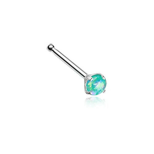 Opal Sparkle Prong Set Nose Stud Ring Nose Ring Impulse Piercings 20 GA (0.8mm) Teal