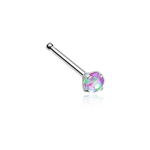 Opal Sparkle Prong Set Nose Stud Ring Nose Ring Impulse Piercings 20 GA (0.8mm) Purple