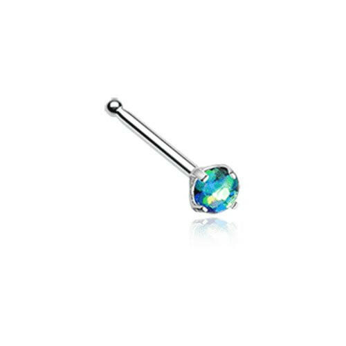 Opal Sparkle Prong Set Nose Stud Ring Nose Ring Impulse Piercings 20 GA (0.8mm) Black