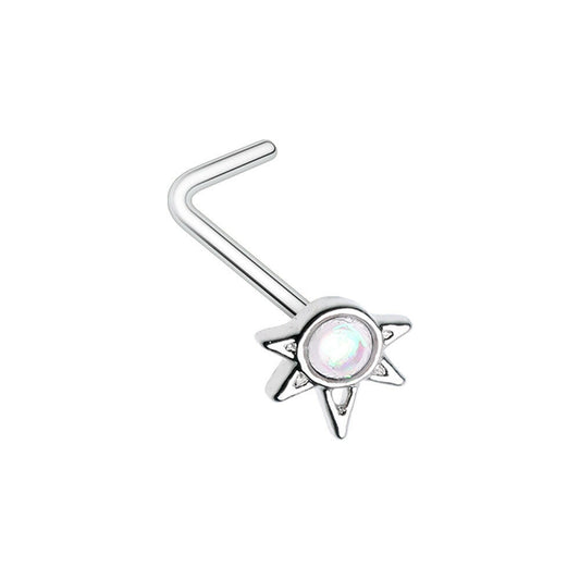 Opal Starburst L-Shape Nose Ring Nose Ring Impulse Piercings