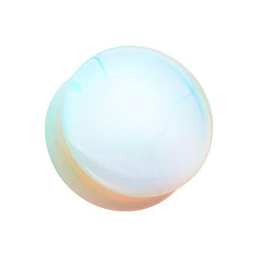 Opalite Stone Double Flared Ear Gauge Plug Plugs Impulse Piercings 2 gauge (6.5mm) White