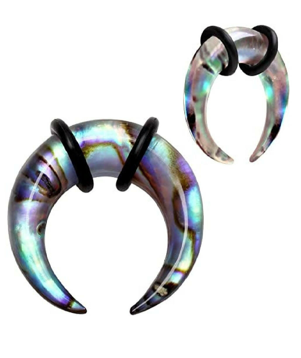 Organic Abalone Bull Pincher with 2-Black O-Rings Taper Tapers Impulse Piercings 8GA (3mm)