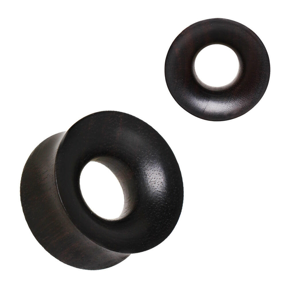 Organic Black Areng Wood Thick Walled Concave Tunnel Plug Plugs Impulse Piercings 2 gauge (6mm)