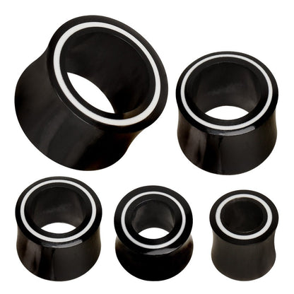 Organic Buffalo Horn Tunnel Plug with Bone Inlay — Sold as Pair