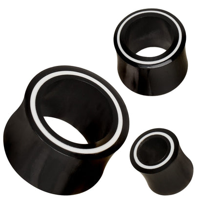 Organic Buffalo Horn Tunnel Plug with Bone Inlay — Sold as Pair