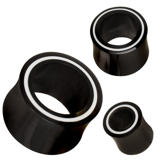 Organic Buffalo Horn Tunnel Plug with Bone Inlay — Sold as Pair