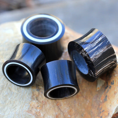 Organic Buffalo Horn Tunnel Plug with Bone Inlay — Sold as Pair