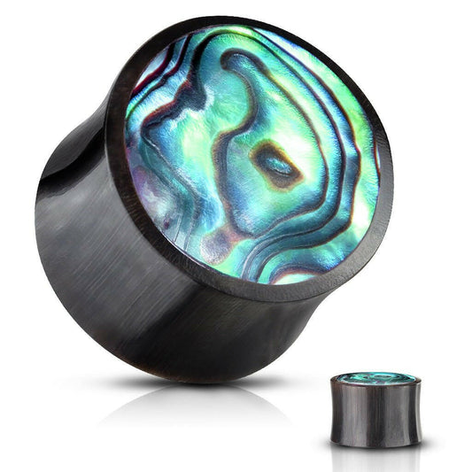 Organic Horn Abalone Inlay Saddle Fit Plugs Plugs Impulse Piercings