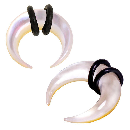 Organic Mother of Pearl Pincher Taper with O-Rings Tapers Impulse Piercings 8 gauge