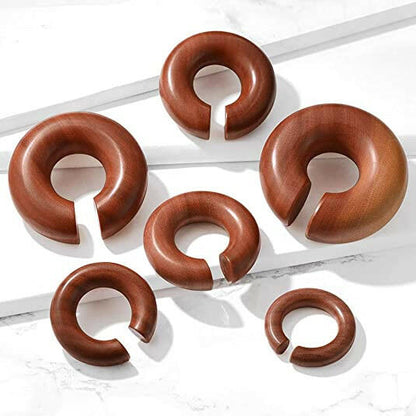 Organic Saba Wood Round Ear Spiral Taper Plugs Impulse Piercings