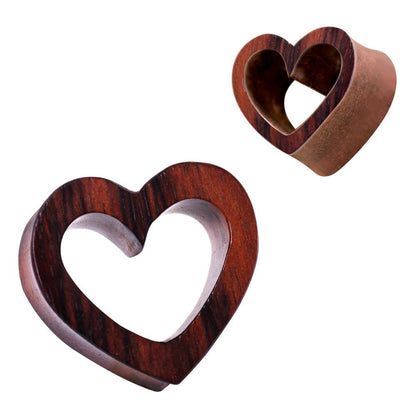 Organic Sono Wood Heart Tunnel Plug — Sold as Pair