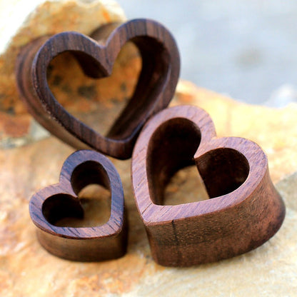 Organic Sono Wood Heart Tunnel Plug — Sold as Pair