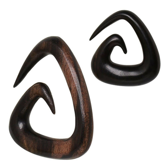 Organic Sono Wood Triangle Shaped Spiral Taper Tapers Impulse Piercings 8 gauge