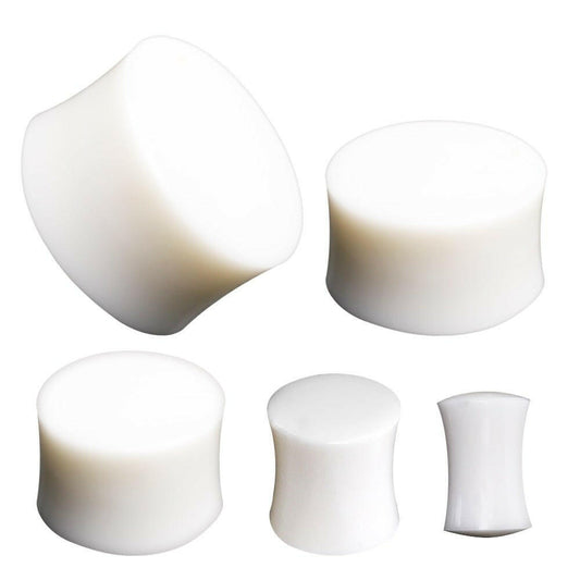 Organic White Buffalo Bone Saddle Ear Plug Plugs Impulse Piercings 8 gauge (3mm)