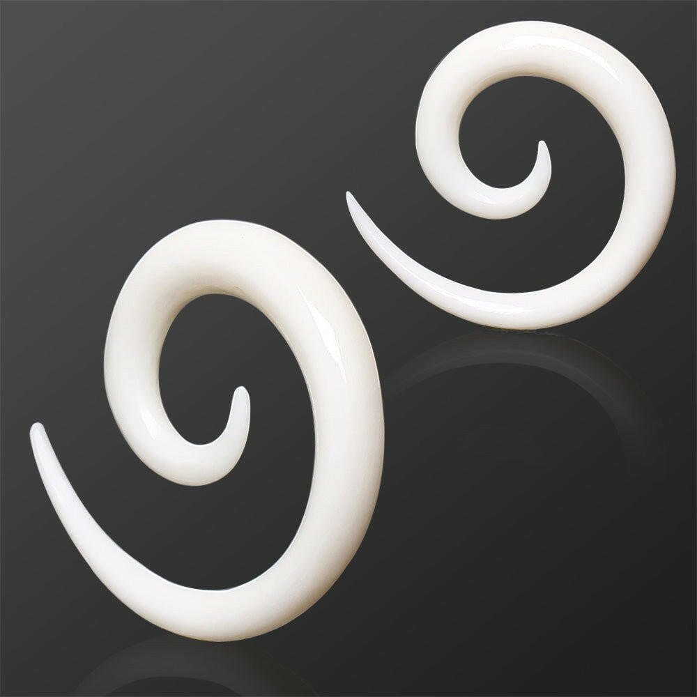 Organic White Buffalo Bone Spiral Taper Tapers Impulse Piercings 8 gauge