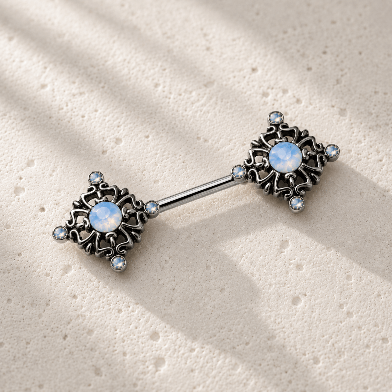 Stainless Steel Ornate  Nipple Bar - Skin Metals