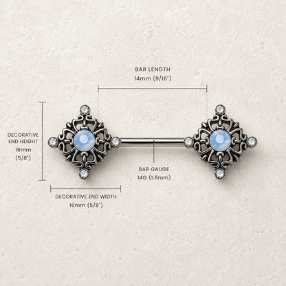 Stainless Steel Ornate  Nipple Bar - Skin Metals
