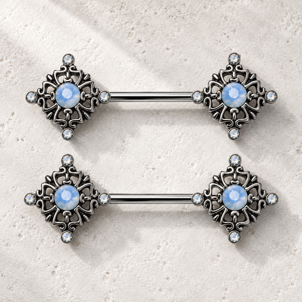 Stainless Steel Ornate  Nipple Bar - Skin Metals