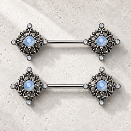 Stainless Steel Ornate  Nipple Bar - Skin Metals
