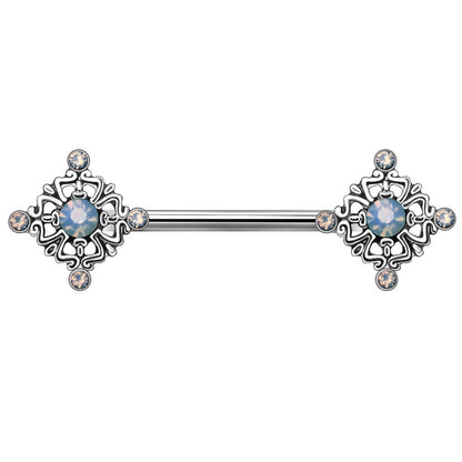 Stainless Steel Ornate  Nipple Bar - Skin Metals