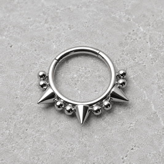 Ornate Spike Hinged Clicker Ring