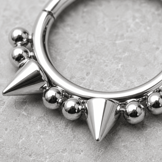 Ornate Spike Hinged Clicker Ring