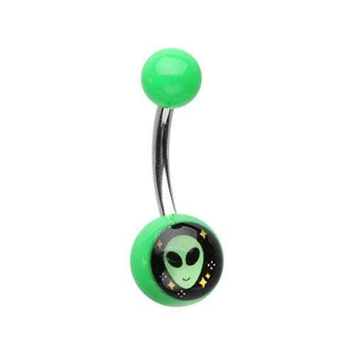 Out of this World Alien Acrylic Logo Belly Button Ring Navel Ring Impulse Piercings