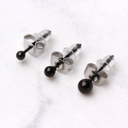 Pair of Black PVD Plated 316L Stainless Steel Ball Stud Earrings Earring Impulse Piercings