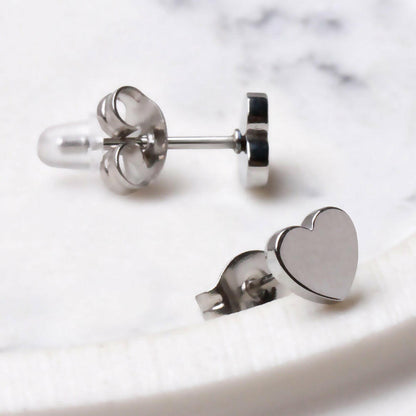 Pair of Stainless Steel Heart Stud Earrings