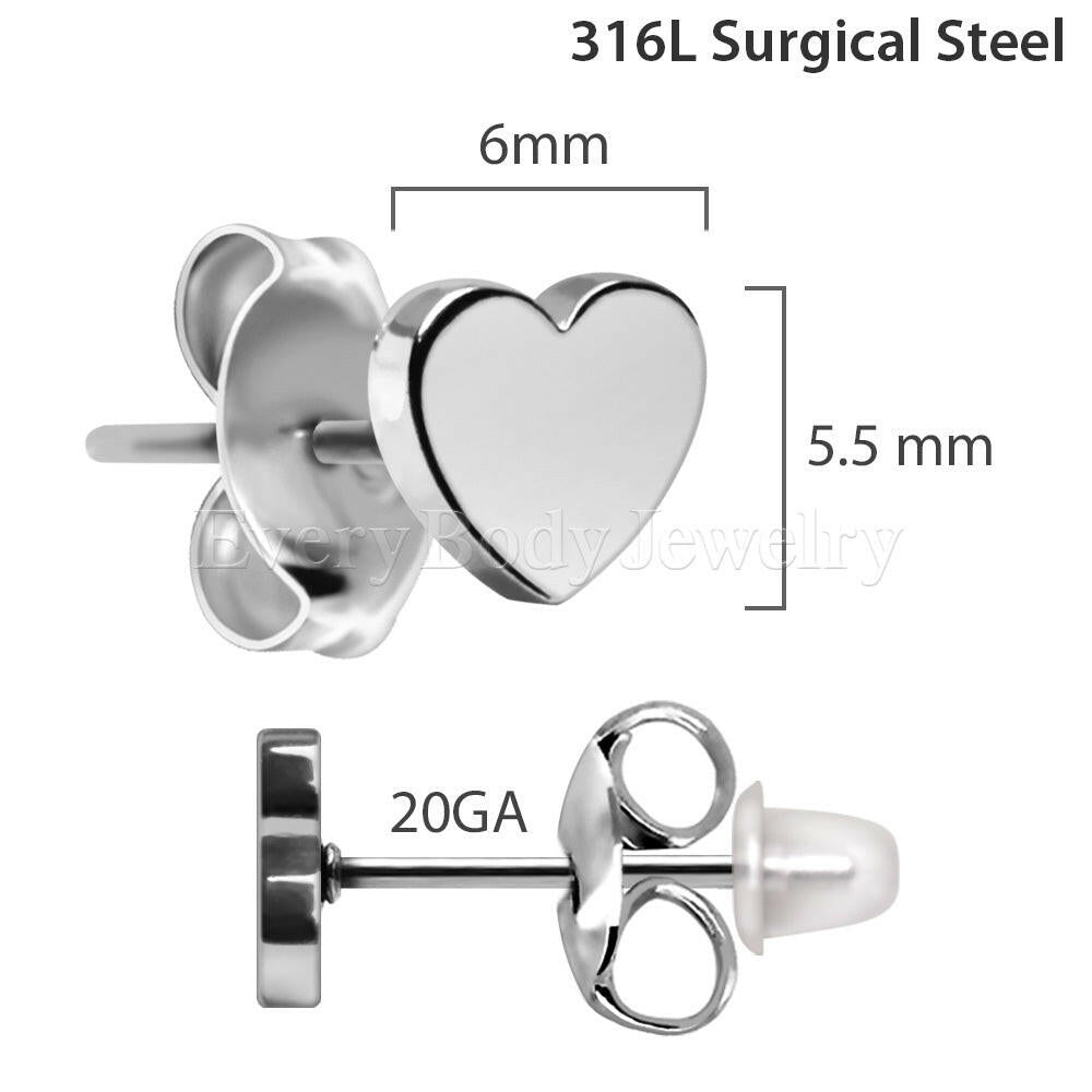 Pair of Stainless Steel Heart Stud Earrings