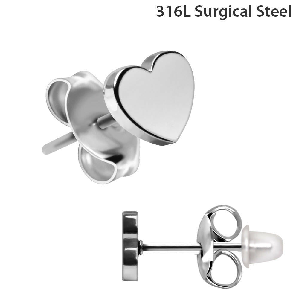 Pair of Stainless Steel Heart Stud Earrings