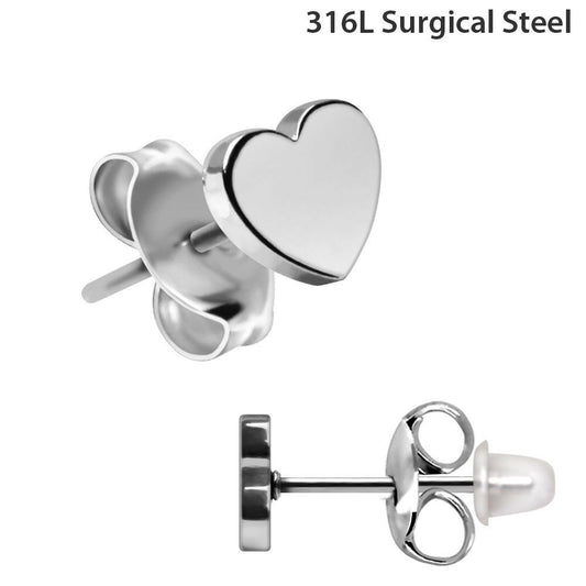 Pair of Stainless Steel Heart Stud Earrings