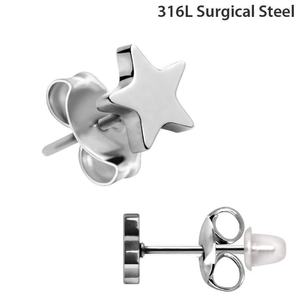 Pair of Stainless Steel Star Stud Earrings