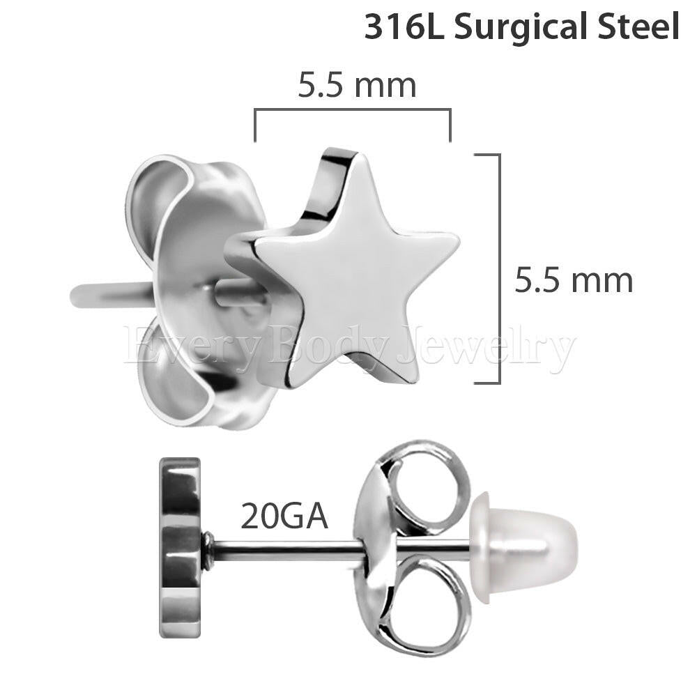 Pair of Stainless Steel Star Stud Earrings