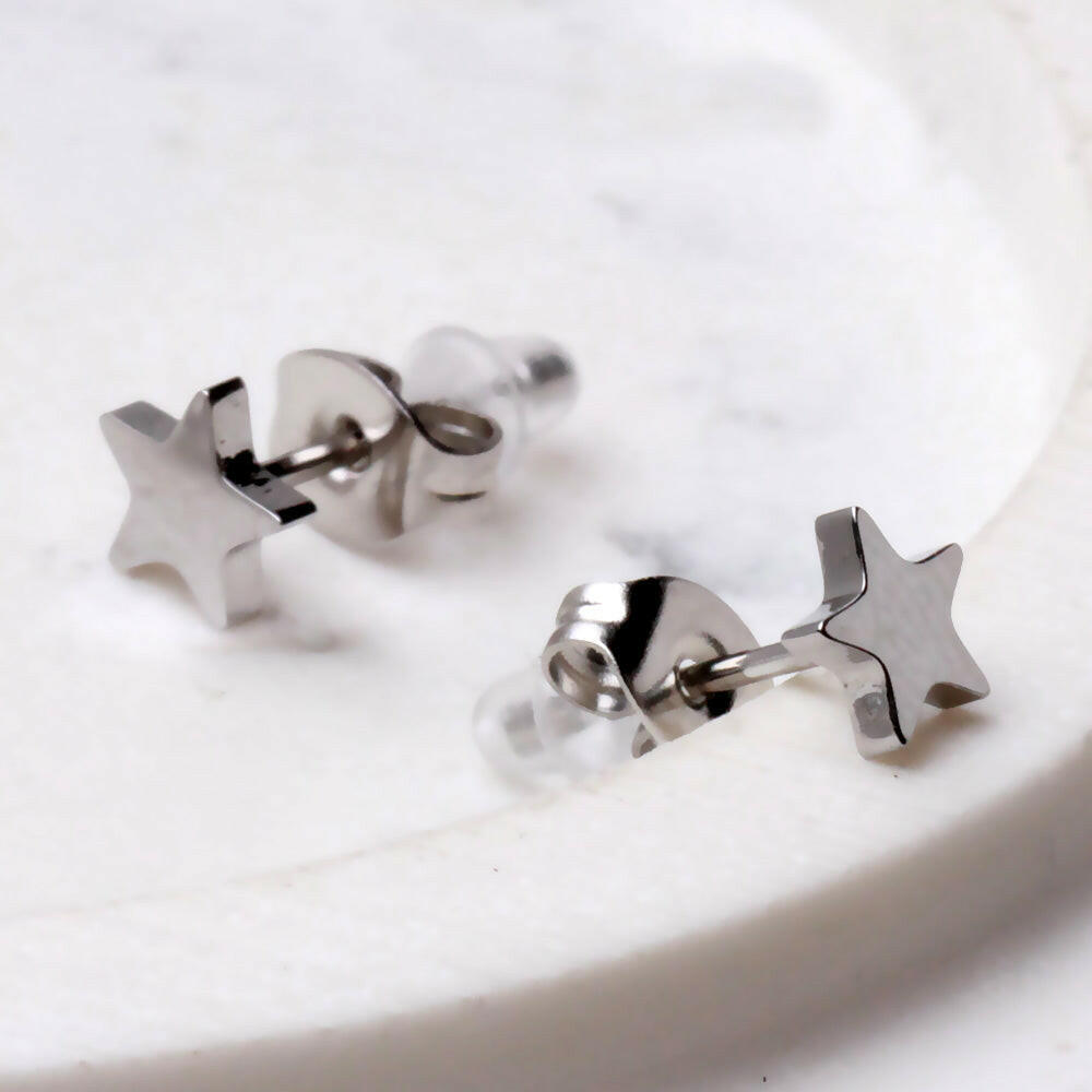 Pair of Stainless Steel Star Stud Earrings