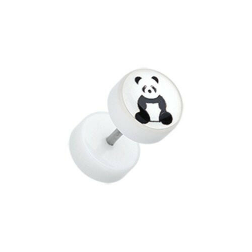 Panda Bear Acrylic Fake Plug Fake Plug Impulse Piercings 16 gauge (1.2mm)