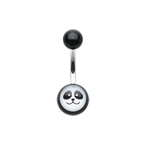 Panda Face Acrylic Logo Belly Button Ring Navel Ring Impulse Piercings