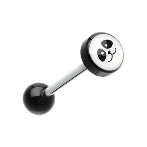 Panda Face Logo Acrylic Barbell Tongue Ring Barbell Impulse Piercings