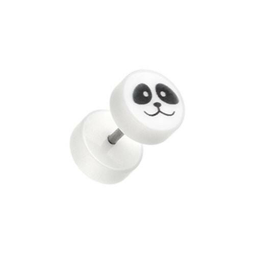 Panda Face UV Acrylic Fake Plug Fake Plug Impulse Piercings 16 gauge (1.2mm)