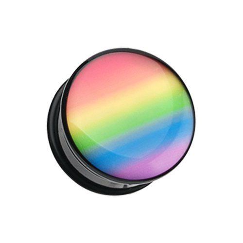 Pastel Rainbow Gradient Single Flared Ear Gauge Plug Plugs Impulse Piercings 2 GA (6.5mm)